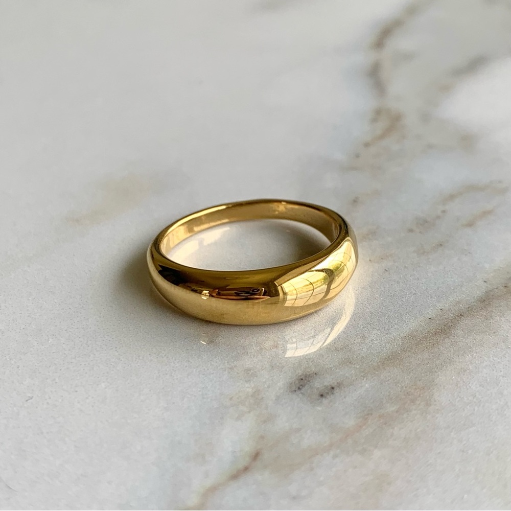 18K Gold dome ring, simple dome ring, stacking ring gold, curved band ring
